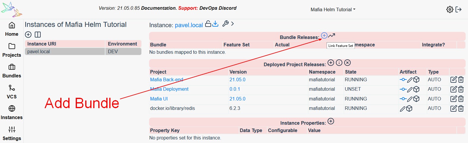 Add Bundle to Instance on Reliza Hub