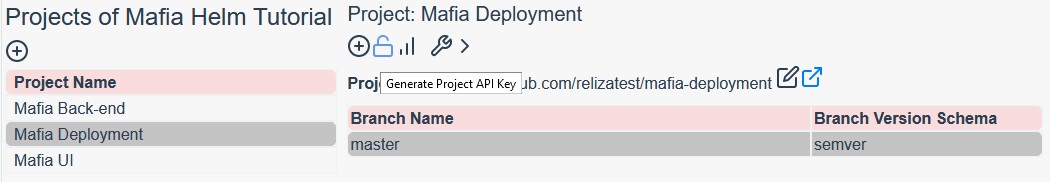 Generate Project API Key on Reliza Hub